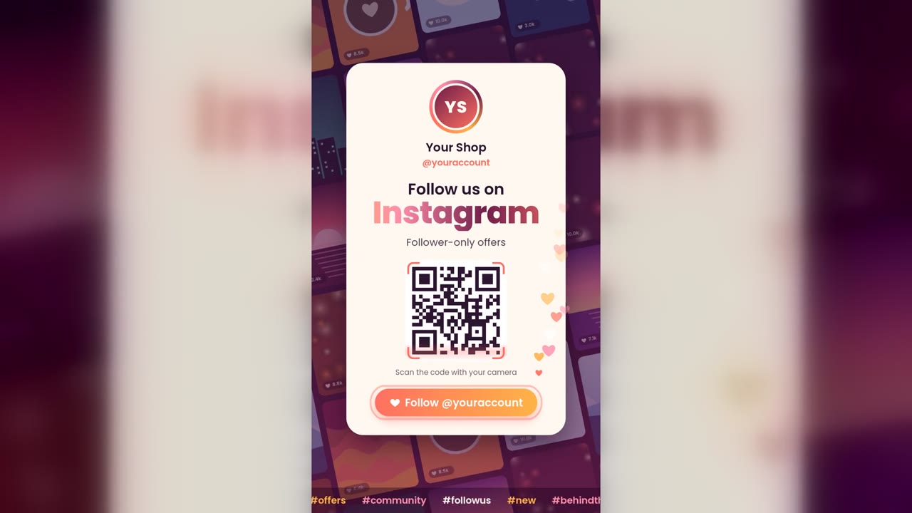 Follow us on Instagram, totem verticale — versione inglese (social_a002)
